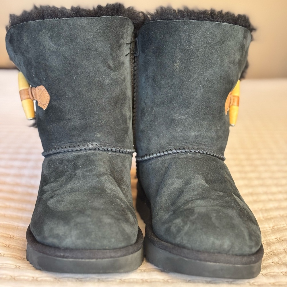 UGG Black Winter Boots with Yellow Accents